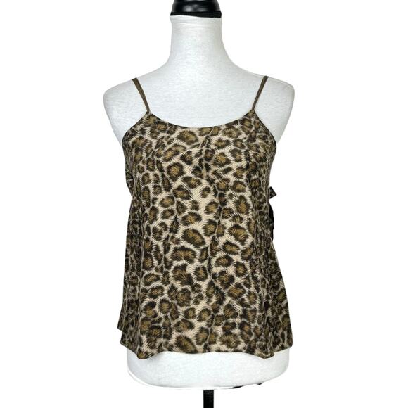 Helmut Lang Leopard Animal Print 100% Silk Wrap Tie Slip Tank Top - Picture 4 of 14
